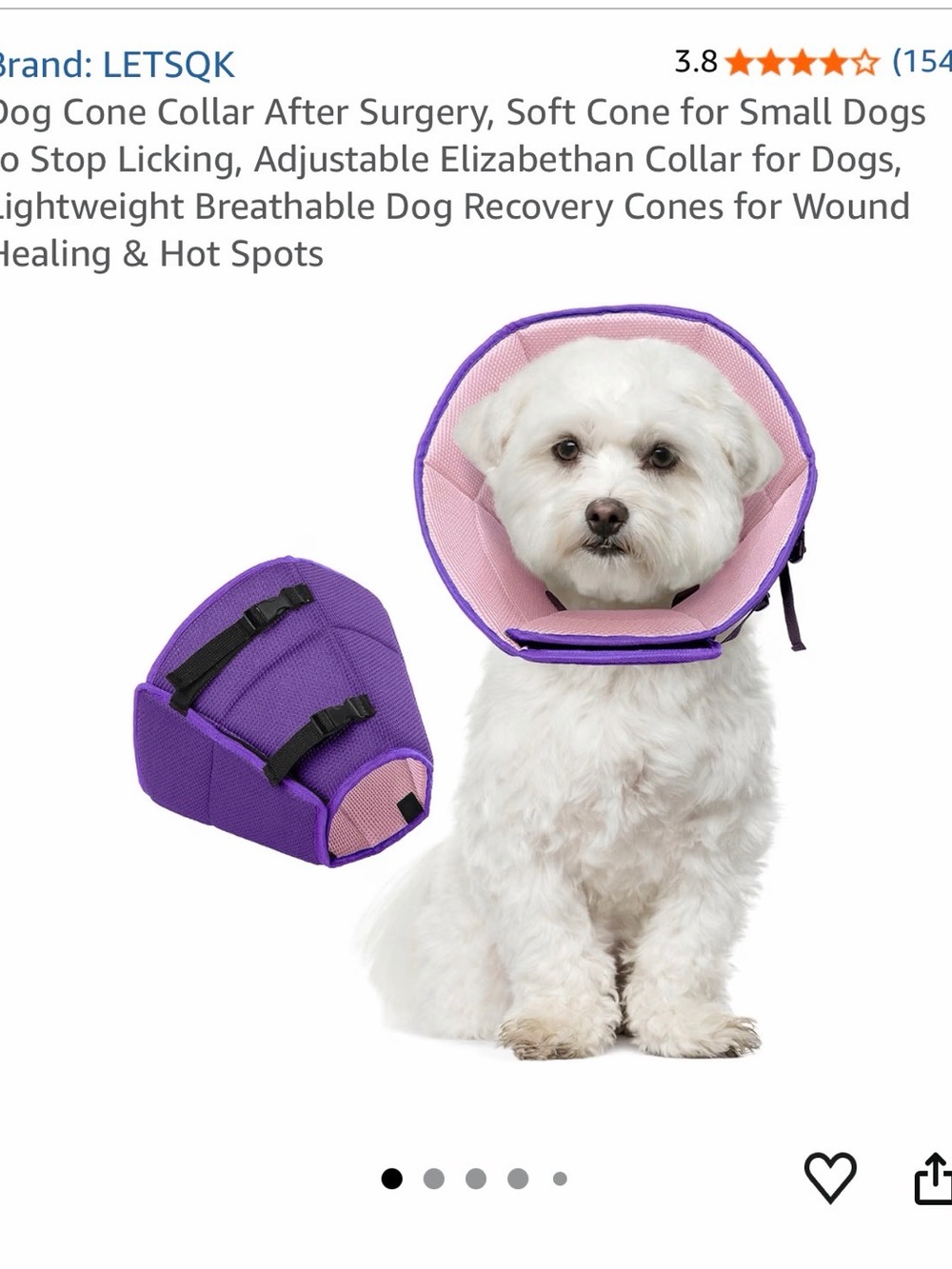 Purple & Pink Soft Recovery Dog Cone Collar, small